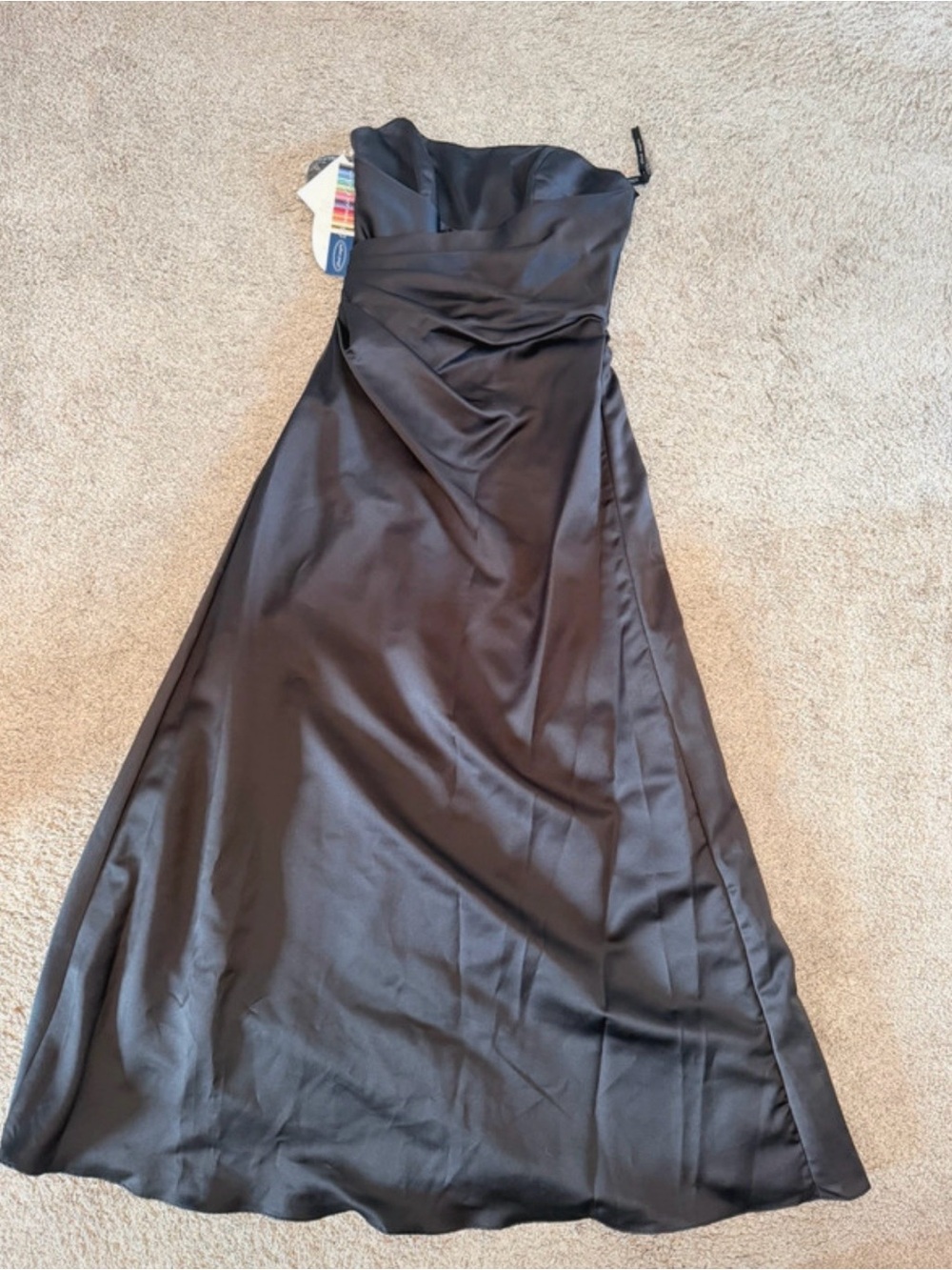 Alfred Angelo Strapless Black Satin Evening Dress